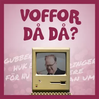 Omslagsbild för avsnitt 4 av podden Voffor Då Då med en bild på en gammal dator, statsminister Tage Erlander och en fluga